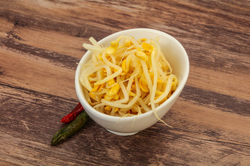 Soy sprout heap in the bowl