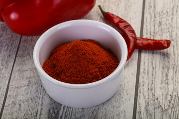 Paprika powder in the bowl