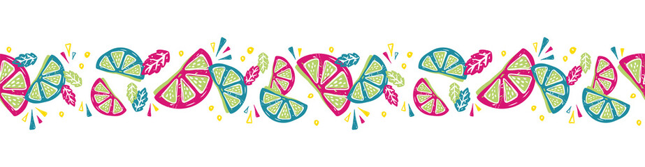 Fun hand drawn lemons seamless pattern, cute doodle summer background, great for banners, wallpapers, wrapping - vector design