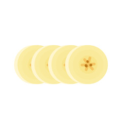 Banana slices isolated on a white. Banana vector.