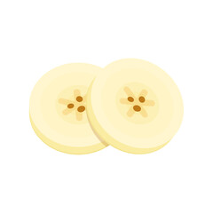 Banana slices isolated on a white. Banana vector.
