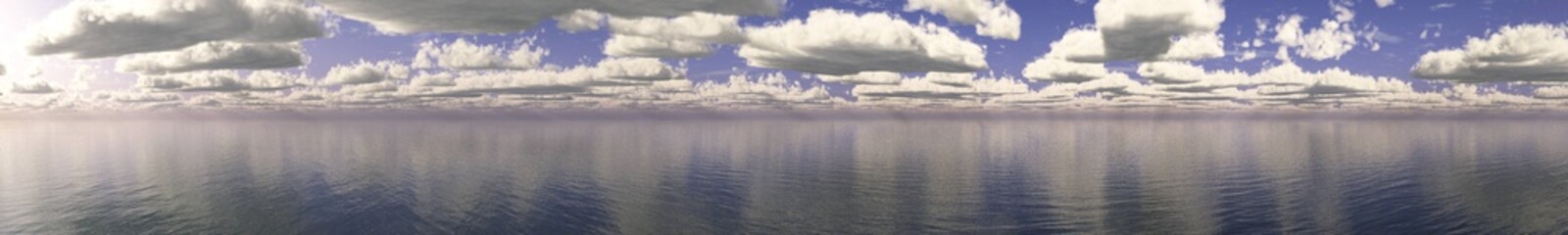 Obraz premium Seascape, clouds and sea, ocean landscape, clouds and ocean, banner, 3d rendering