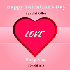 Valentines spacial day sale background red heart