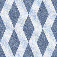 Jeans background with geometric design. Vector Denim seamless pattern. Blue jeans cloth.
