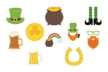 bundle of ten saint patricks day set icons