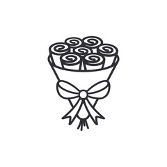 Roses bouquet. Roses bouquet icon. Hand drawn roses. Vector hand drawn design element. Flowers bouquet. Flower shop. Flowers ordering. Bouquet with bow. Valentines day symbol. Love gifts. Bunch roses.