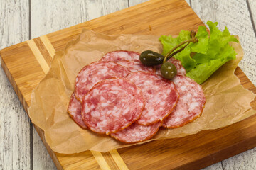 Spanish Salchichon sausage with salad