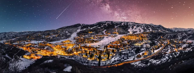 Foto op Canvas Snowmass Colorado skyline with ski slopes © jdross75