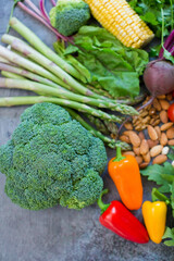 Fresh healthy vegetarian food background