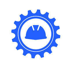 blue safety sign on white background