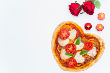 heart-shaped pizza for a special evening