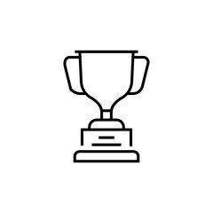 Golden trophy icon. Victory vector illustration. Isolated contour of triumph on white background.