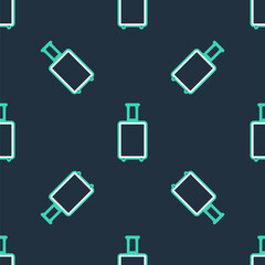 Line Travel suitcase icon isolated seamless pattern on black background. Traveling baggage sign. Travel luggage icon. Vector.