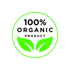 100 % organic product badge label vector