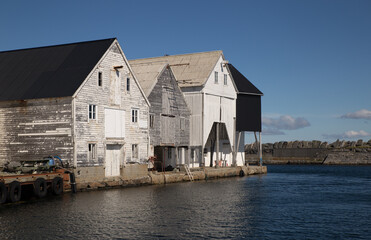 Traditional storehouses on the Isle of Remoya, Norway