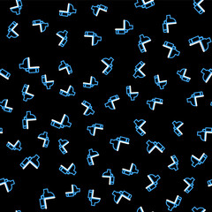 Line Toilet bowl icon isolated seamless pattern on black background. Vector.