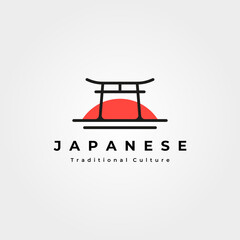 torii gate logo japanese culture vector symbol minimal illustration design