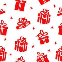 Seamless pattern with gift boxes . Vector illustration