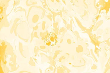 Stof per meter Yellow luxury marble ink texture on watercolor paper background. Marble stone image. Bath bomb effect. Psychedelic biomorphic art. © artistmef