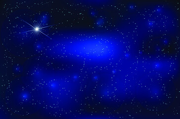 Bright stars in the night sky. Vector illustration