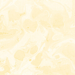 Yellow luxury marble ink texture on watercolor paper background. Marble stone image. Bath bomb effect. Psychedelic biomorphic art. - 410672487