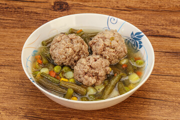 Soup with vegetables and meat balls