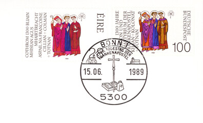 briefmarke stamp gestempelt used frankiert cancel deutschland irland eire ireland mönch heilige...
