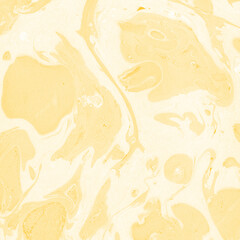 Yellow luxury marble ink texture on watercolor paper background. Marble stone image. Bath bomb effect. Psychedelic biomorphic art.