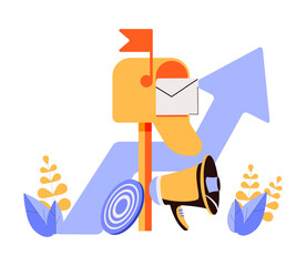 Email Infographics Pictogram. Envelope is in mailbox. Message in mail. Strategy, management and marketing. 