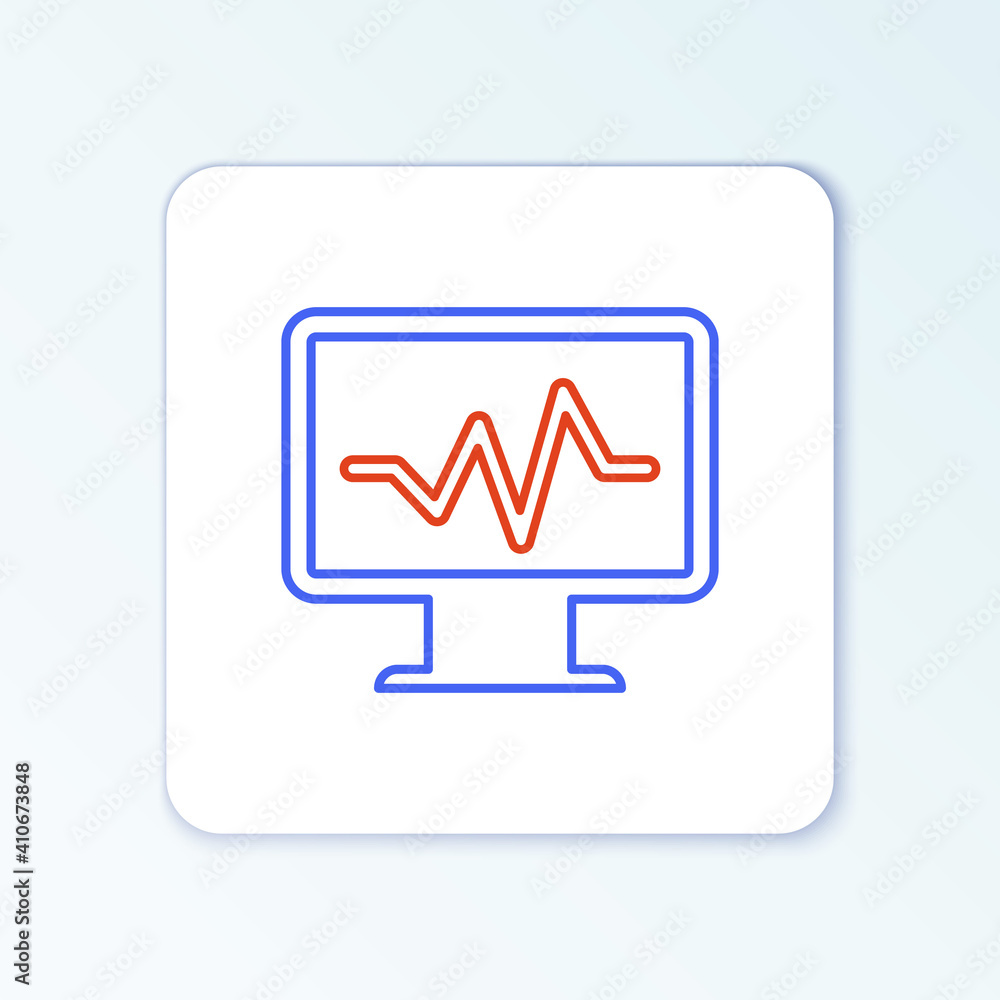 Poster line computer monitor with cardiogram icon isolated on white background. monitoring icon. ecg monito