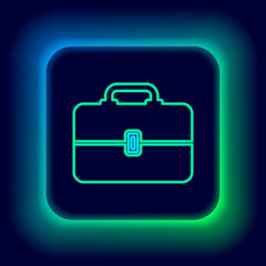 Glowing neon line Toolbox icon isolated on black background. Tool box sign. Colorful outline concept. Vector.