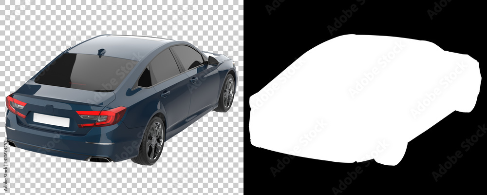 Poster car isolated on background with mask. 3d rendering - illustration