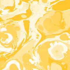 Obraz premium Yellow luxury marble ink texture on watercolor paper background. Marble stone image. Bath bomb effect. Psychedelic biomorphic art.