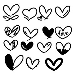doodle heart shape vector illustration pack