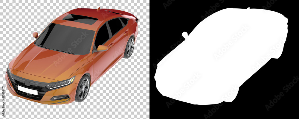 Poster car isolated on background with mask. 3d rendering - illustration