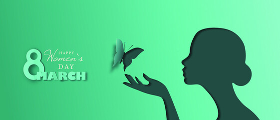 Naklejka premium Happy women`s day, paper art.
