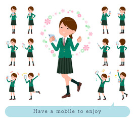 flat type school girl Green Blazer_Have-a-Mobile-enjoy