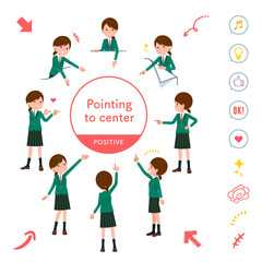 flat type school girl Green Blazer_Pointing-positive