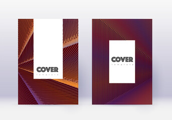 Naklejka na ściany i meble Hipster cover design template set. Orange abstract