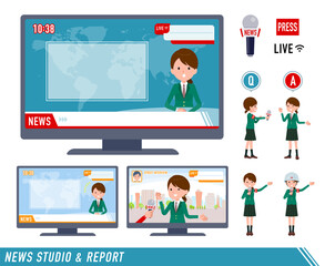 flat type school girl Green Blazer_TV-news-report