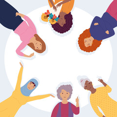 group of diversity women characters