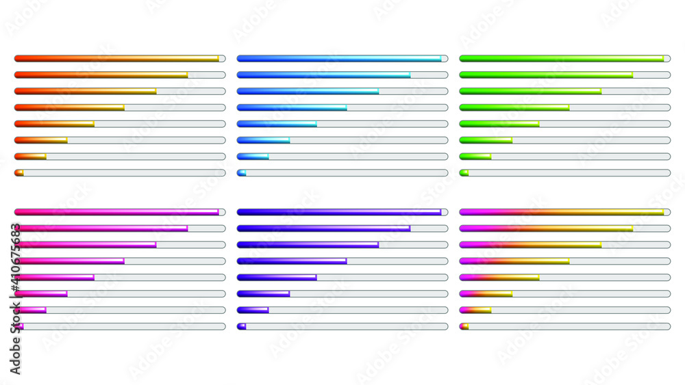 Poster set collection progress loading bar color gradient vector design style