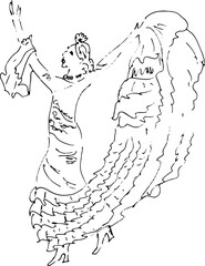 Fototapeta na wymiar sketch of woman dancing flamenco. vector illustration