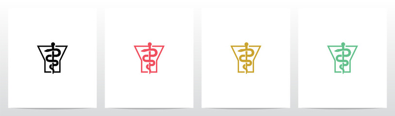 Obraz premium Rod of Asclepius On Letter Logo Design Y