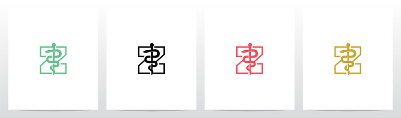 Rod of Asclepius On Letter Logo Design Z