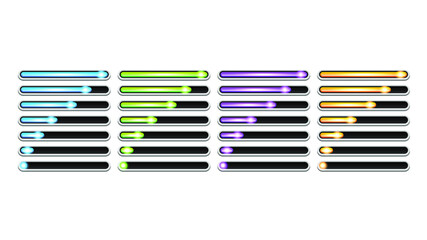 Set Color Collection Progress Loading Bar Lighting Glow Vector Design Style