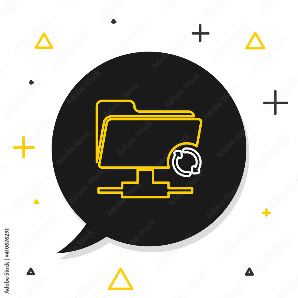 Poster line ftp sync refresh icon isolated on white background. software update, transfer protocol, router,