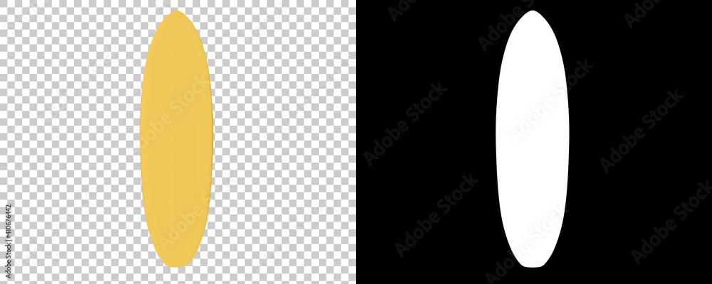 Poster surf board isolated on background with mask. 3d rendering - illustration