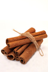 Cinnamon sticks isolated on white background