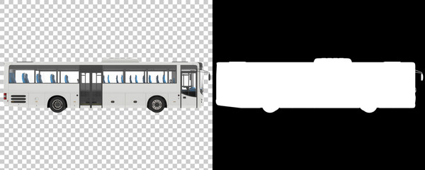 City bus isolated on background with mask. 3d rendering - illustration © Elena